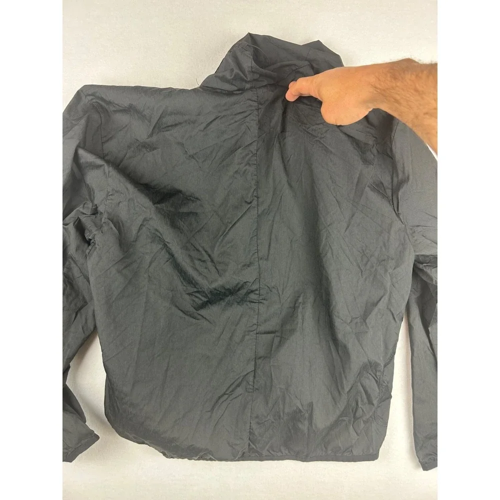 Adidas Jacket Woman's L Black Hooded Full‎ Zip Ultralite Lightweight Polyamide
